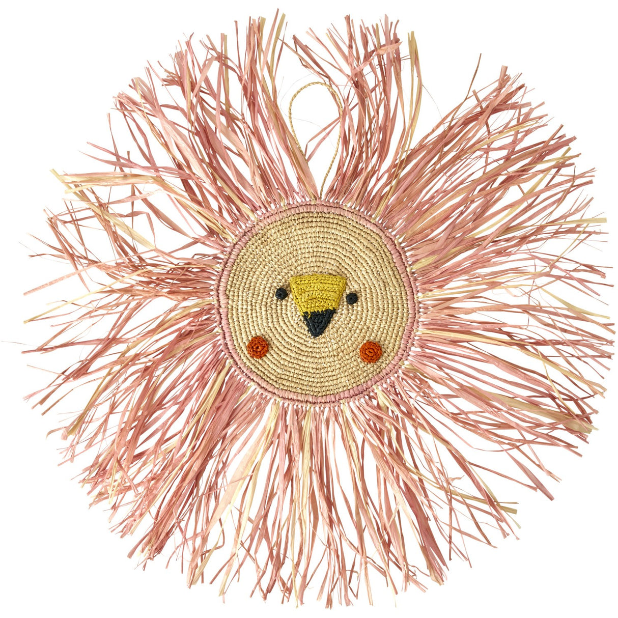 Rice Raffia Animal Wall Decor In Pink - Large