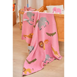 Rice Knitted Baby Blanket In Pink With Animals And 3D Details - Pink