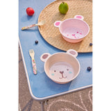Rice Melamine Bowl With Bowl In Bear Shape - Pink - 500 Ml