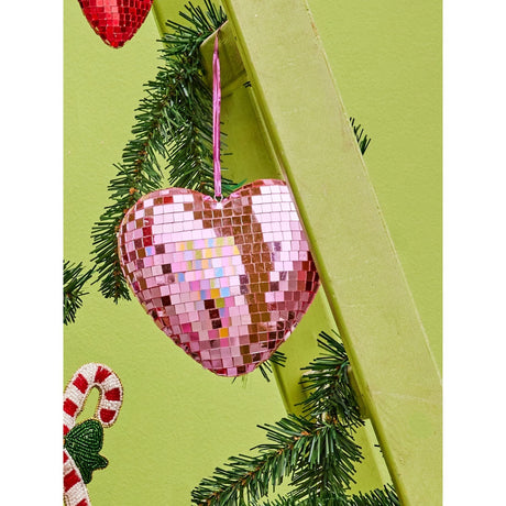 Rice Disco Ball In Heart Shape - Soft Pink - Medium