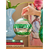 Rice Disco Ball In Dark Green And Silver Stripes - Medium