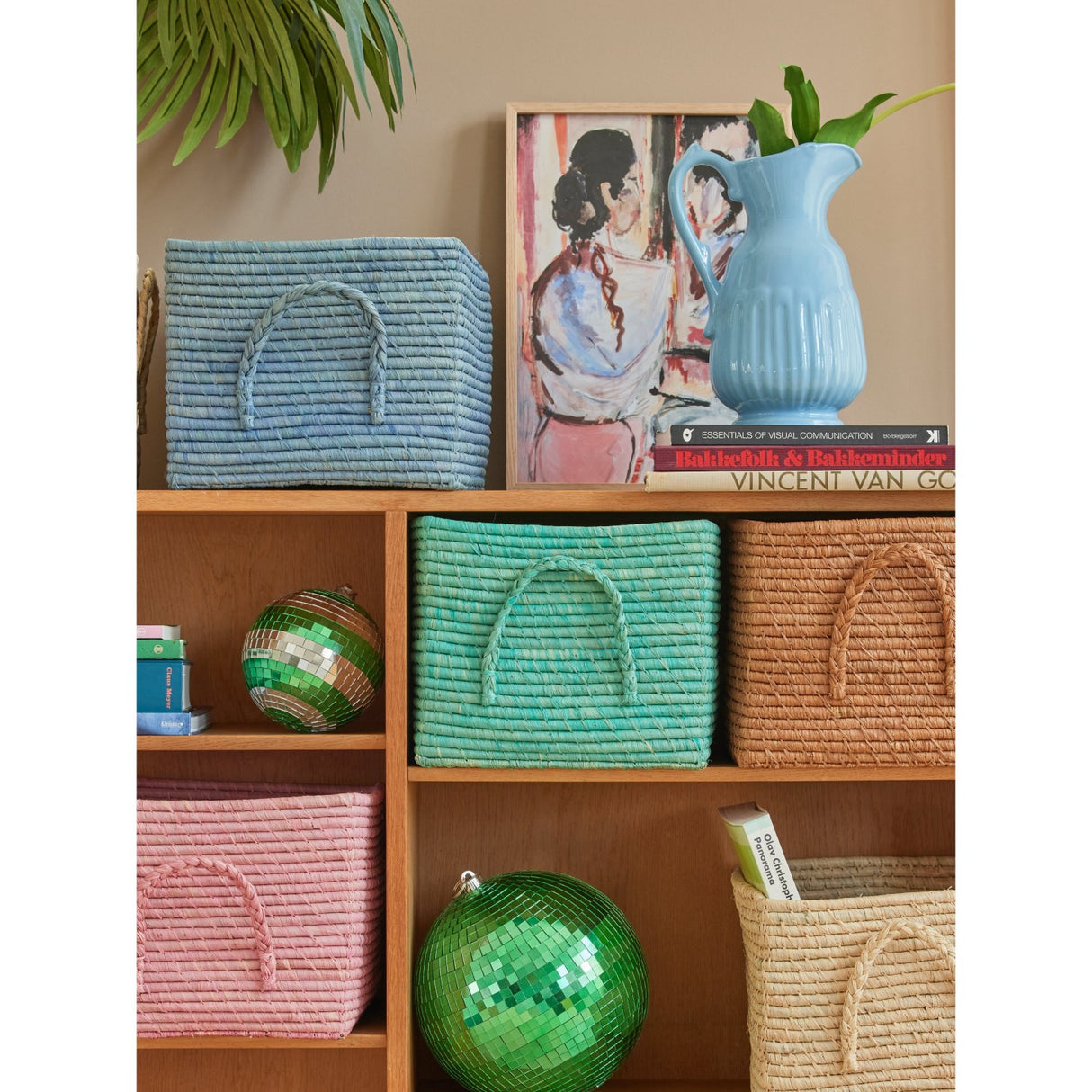 Rice Disco Ball In Dark Green And Silver Stripes - Medium