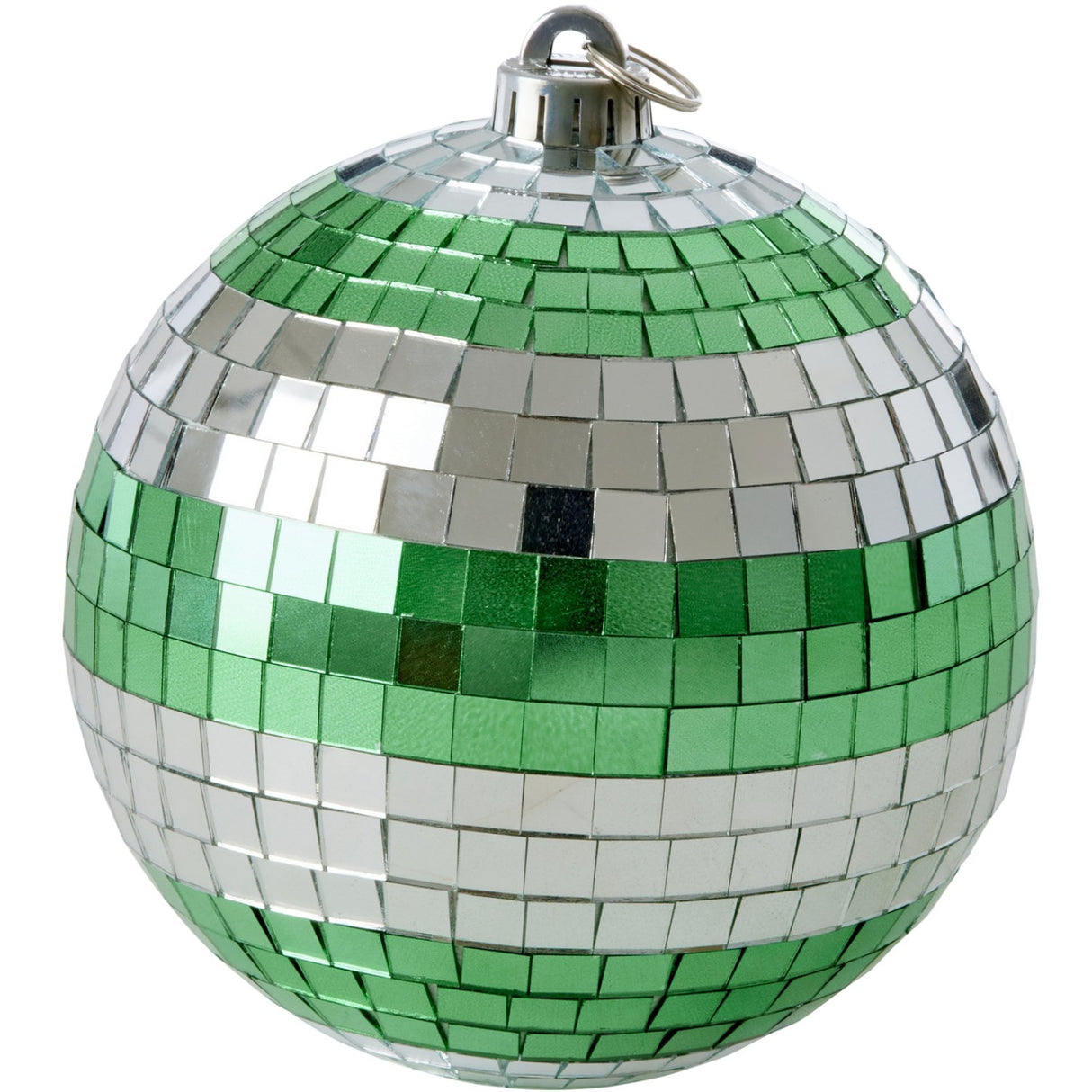 Rice Disco Ball In Dark Green And Silver Stripes - Medium