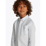 Tommy Hilfiger Breezy Blue Stripe Linen Blend Striped Shirt LS