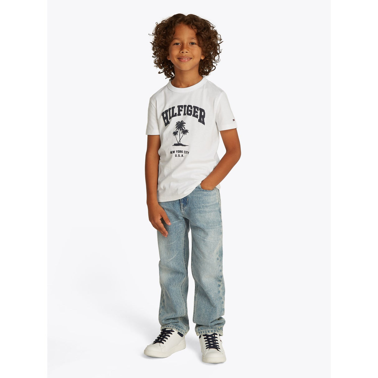 Tommy Hilfiger White Hilfiger Palm Print T-Shirt