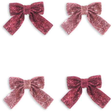 Konges Sløjd Pink Mix 4 Pack Glitter Bow Hair Clips