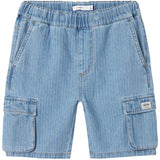 Name It Light Blue Denim Stripes Ryan Cargo Denim Shorts