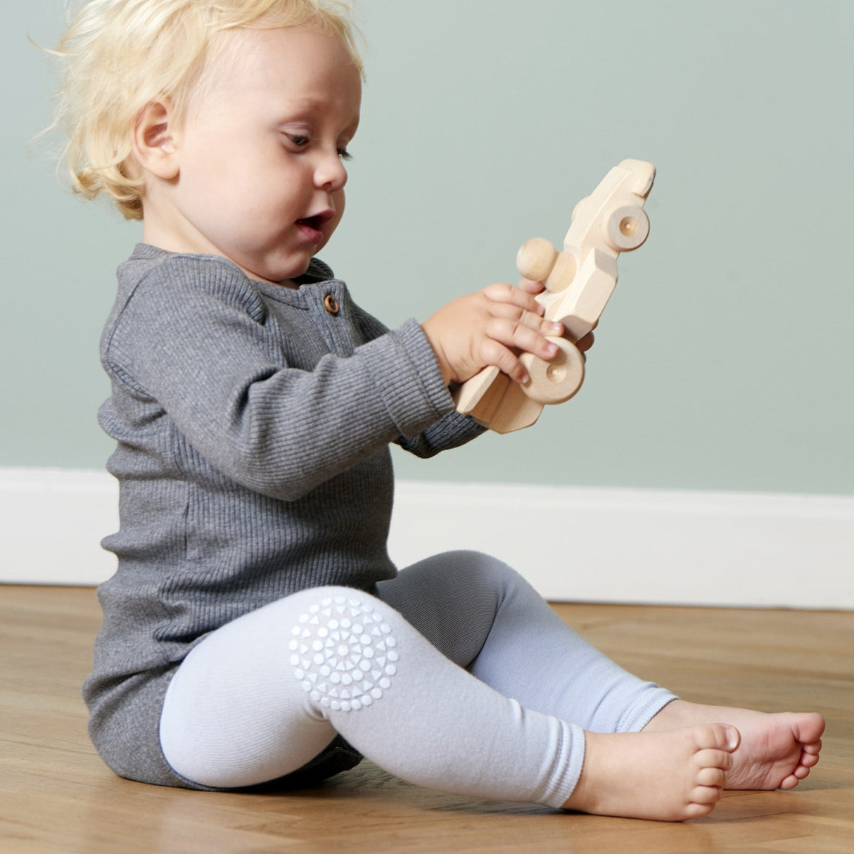 Gobabygo Sky Blue Crawling Leggings Organic Cotton