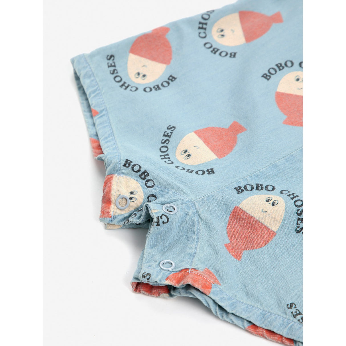 Bobo Choses Light Blue Morning Egg All Over Denim Playsuit