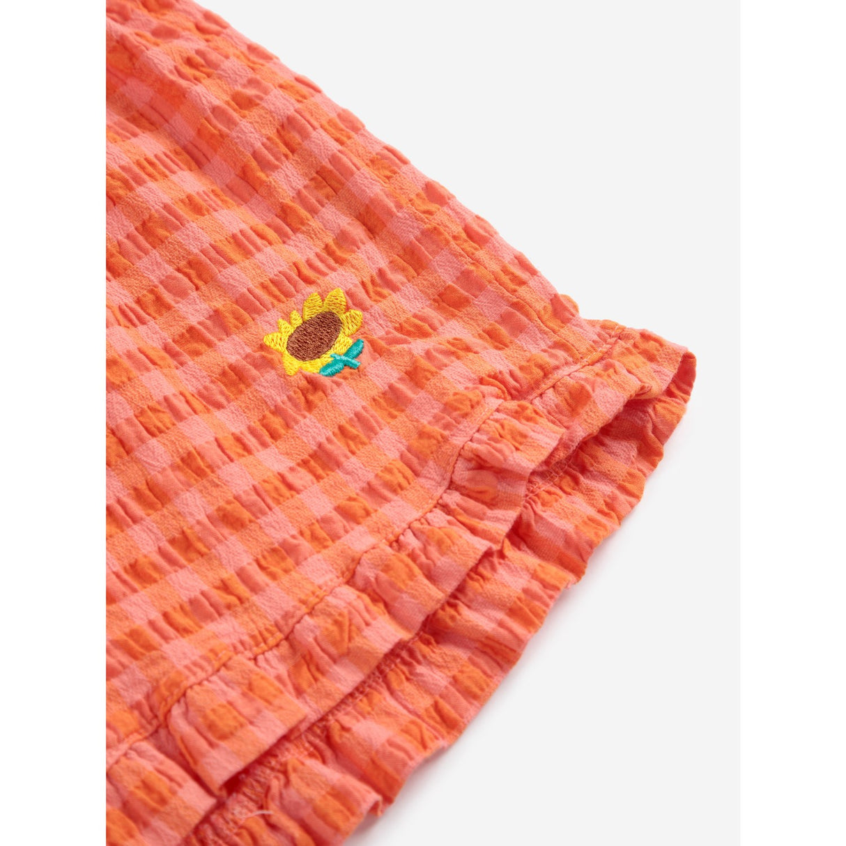 Bobo Choses Fuchsia Vichy Ruffle Woven Shorts