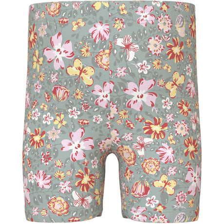 Name It Aqua Gray Yellow Flower Vayo Short Leggings