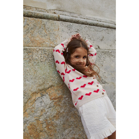 COPENHAGEN COLORS Berry Comb. Knitted Heart Cardigan