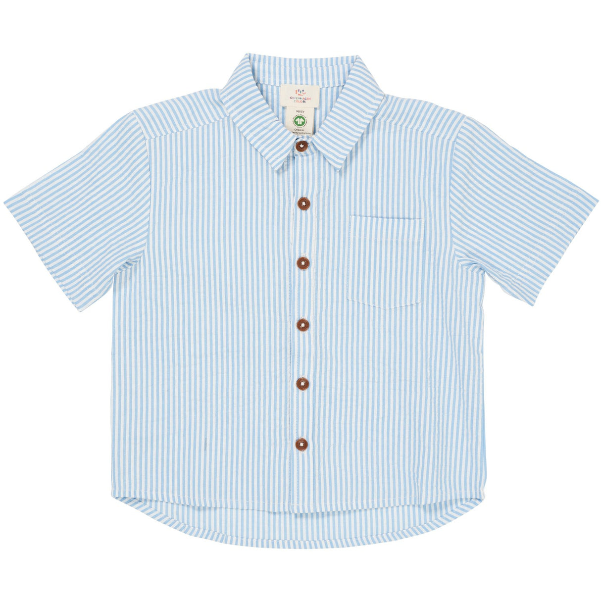 COPENHAGEN COLORS Sky Blue W Cream Stripe Seersucker Ss Shirt