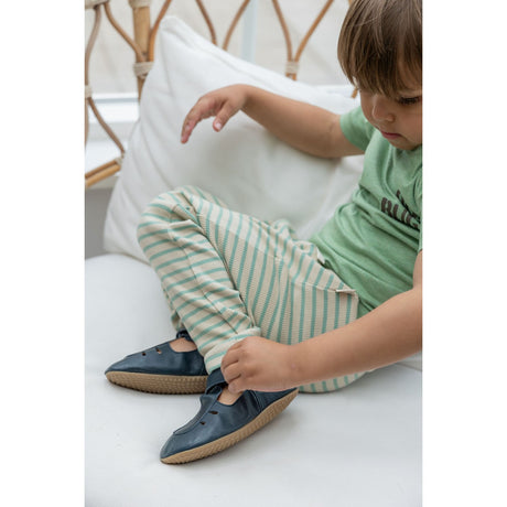 Petit Piao Granite Green/Dark Off White Pants Modal Striped