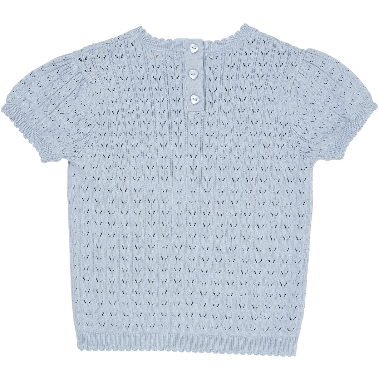 COPENHAGEN COLORS Dusty Blue Knitted Pointelle Blouse