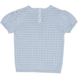 COPENHAGEN COLORS Dusty Blue Knitted Pointelle Blouse