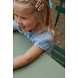 COPENHAGEN COLORS Dusty Blue Knitted Pointelle Blouse