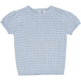 COPENHAGEN COLORS Dusty Blue Knitted Pointelle Blouse