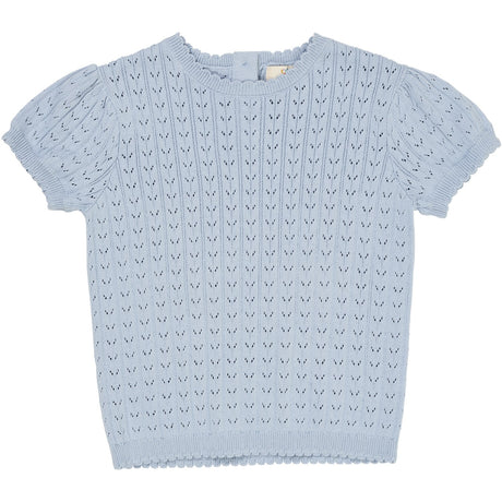 COPENHAGEN COLORS Dusty Blue Knitted Pointelle Blouse
