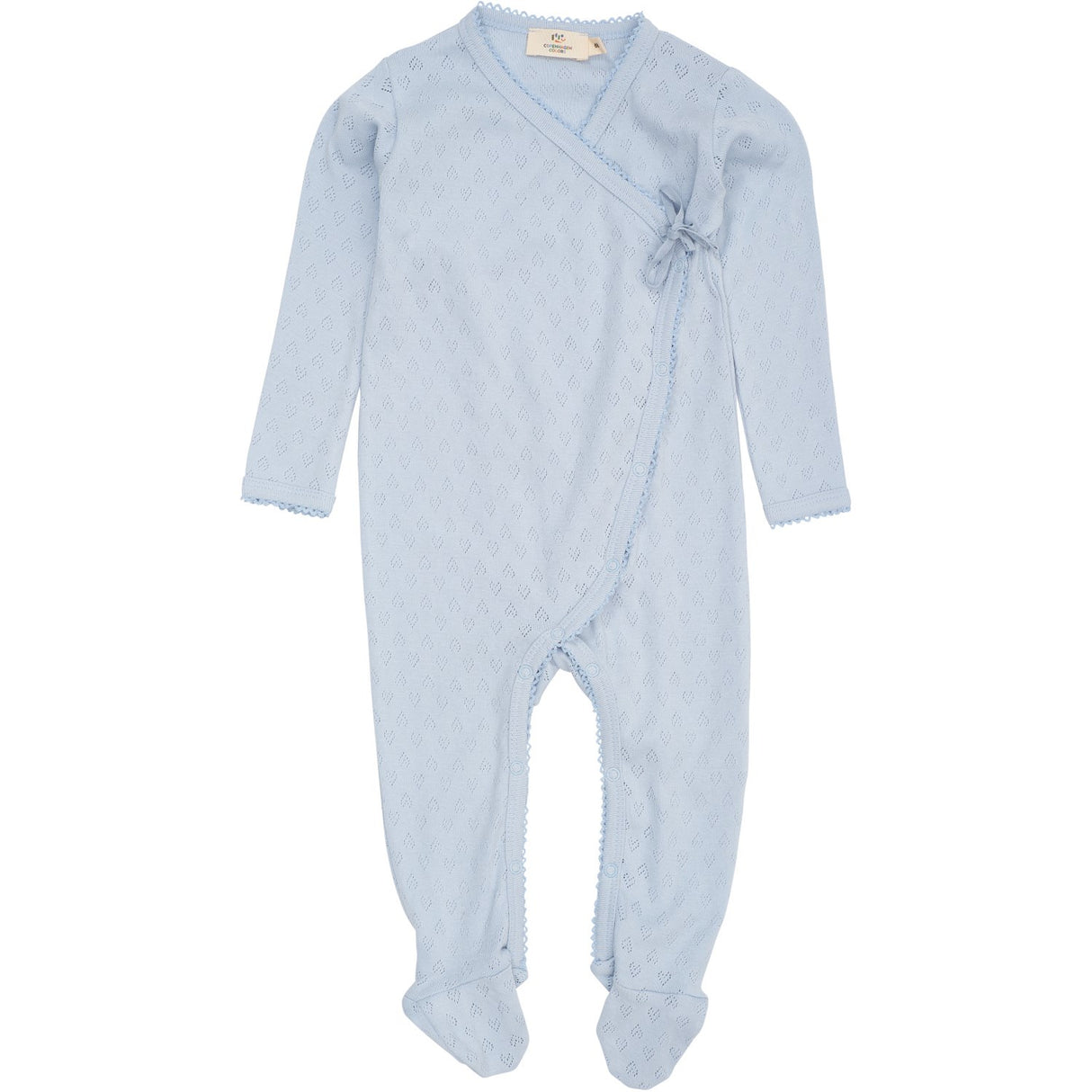 COPENHAGEN COLORS Dusty Blue Pointelle Cross-Over Full Body