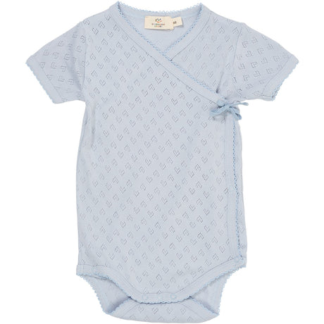 COPENHAGEN COLORS Dusty Blue Pointelle Heart Crossover Body Ss