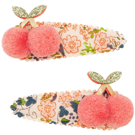 Mimi & Lula 2 Hair Clips - Floral Pom Pom Cherries Florence