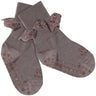 Gobabygo Dark Purple Dove Non-Slip Socks In Merino Wool Lace