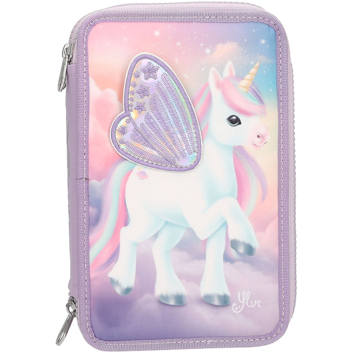 Ylvi Triple Pencil Case With Appliquéd Wing