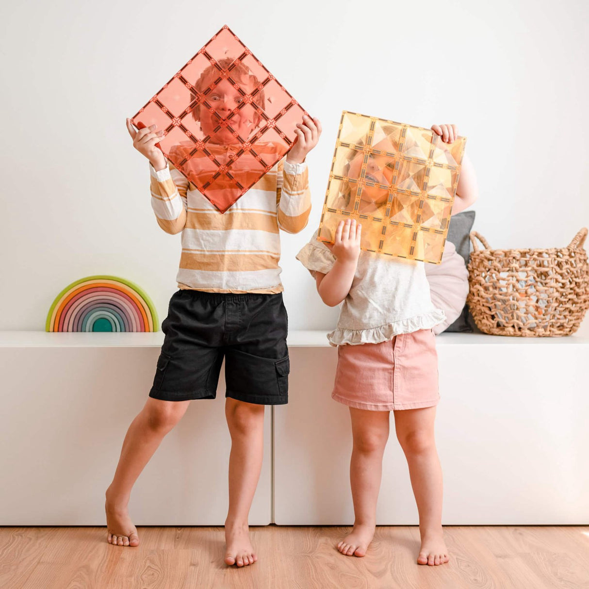 Connetix Pastel Lemon & Peach Base Plate 2 Pieces