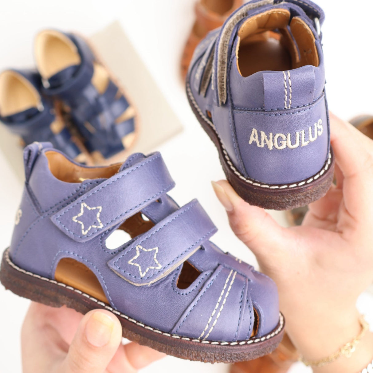Angulus Indigo Sandal Med Stjernebroderi