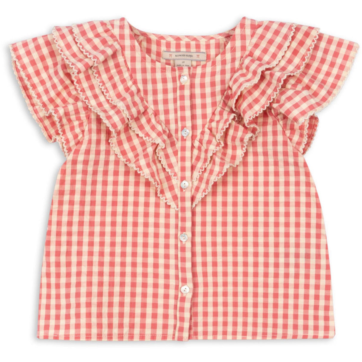 Konges Sløjd Flamingo Plume Check Kim Frill Ss Shirt Gots