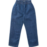 Copenhagen Colors Dark Indigo Blue Washed Organic Chinos W. Bow Regular Fit