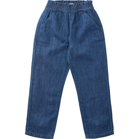 Copenhagen Colors Dark Indigo Blue Washed Organic Chinos W. Bow Regular Fit