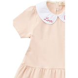 COPENHAGEN COLORS Dusty Rose/Cream Stripe Striped Dress W. Poplin Collar