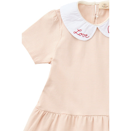 COPENHAGEN COLORS Dusty Rose/Cream Stripe Striped Dress W. Poplin Collar