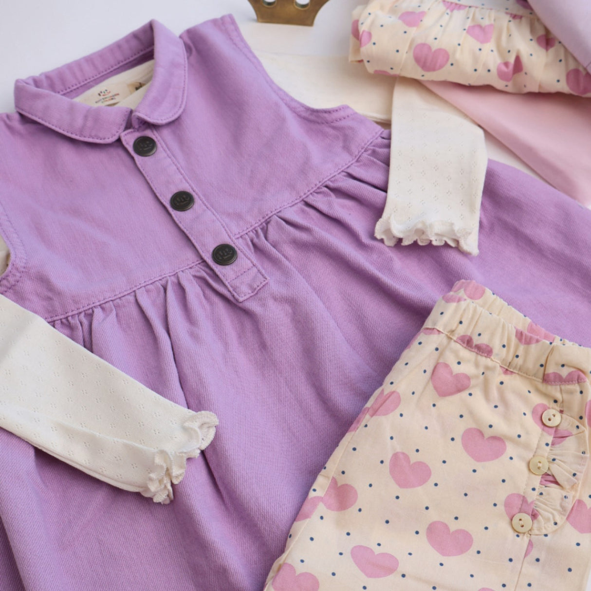 COPENHAGEN COLORS Lavender Organic Twill Dress W Collar