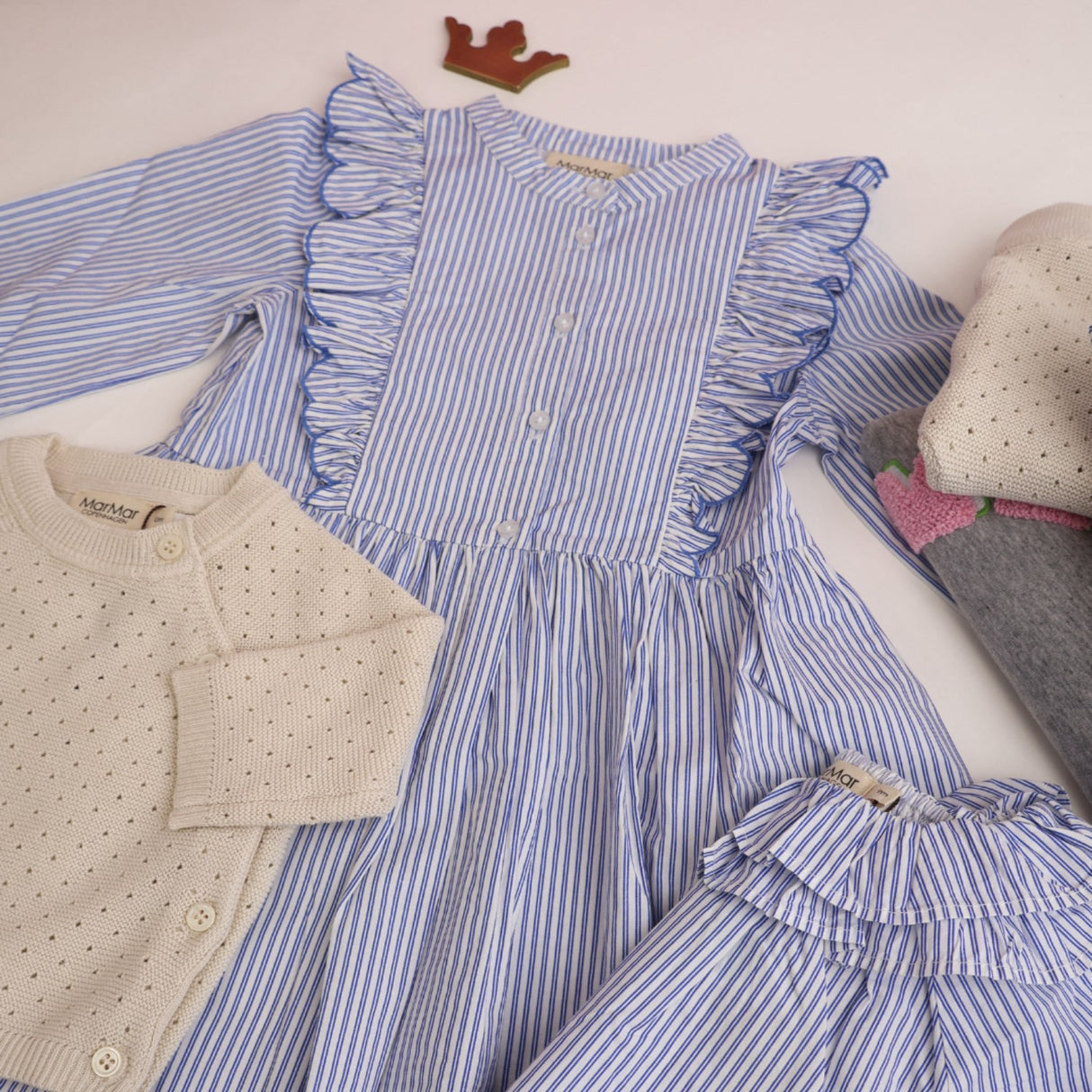 MarMar Poplin Bolich Blue Strips Deidra LS Dress