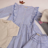 MarMar Poplin Bolich Blue Strips Deidra LS Dress