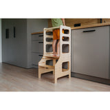 Duck Woodworks Adjustable Kitchen Tower Natural