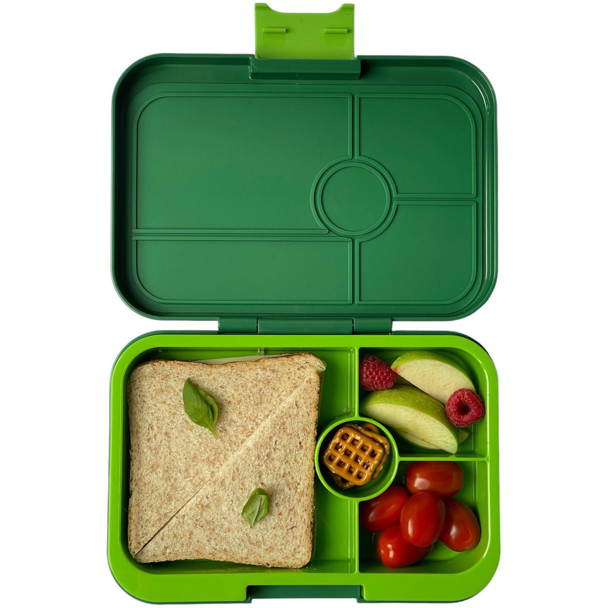 Yumbox Palm Green / Solid Lime Tray Leakproof Tapas XL 4 Bento Lunch Box