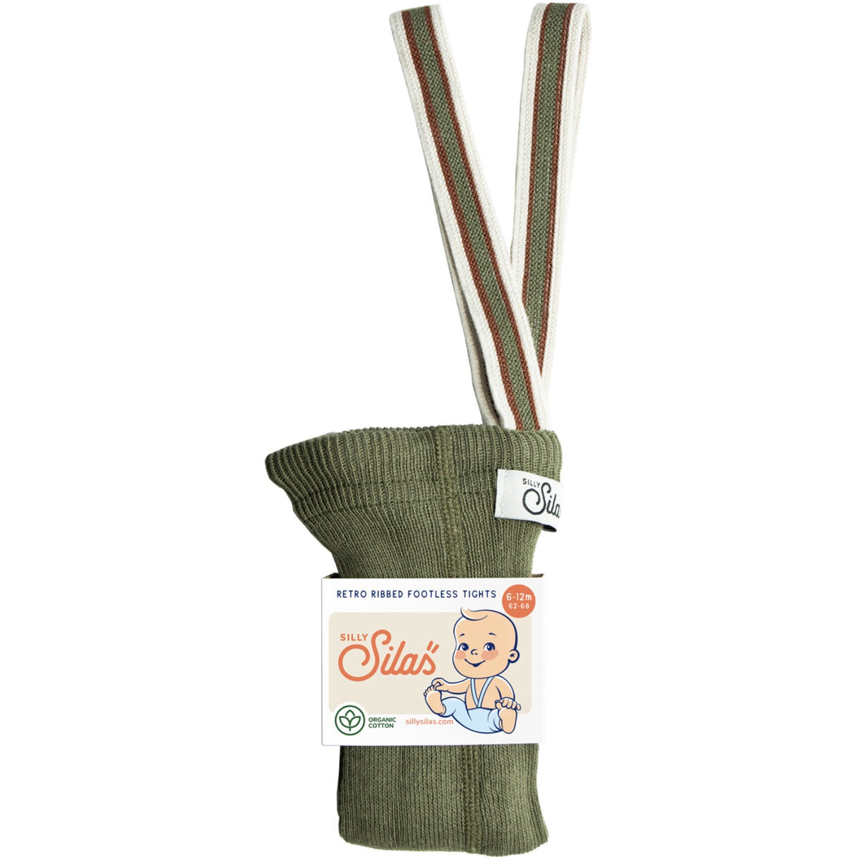 Silly Silas Olive Striped Footless Tights