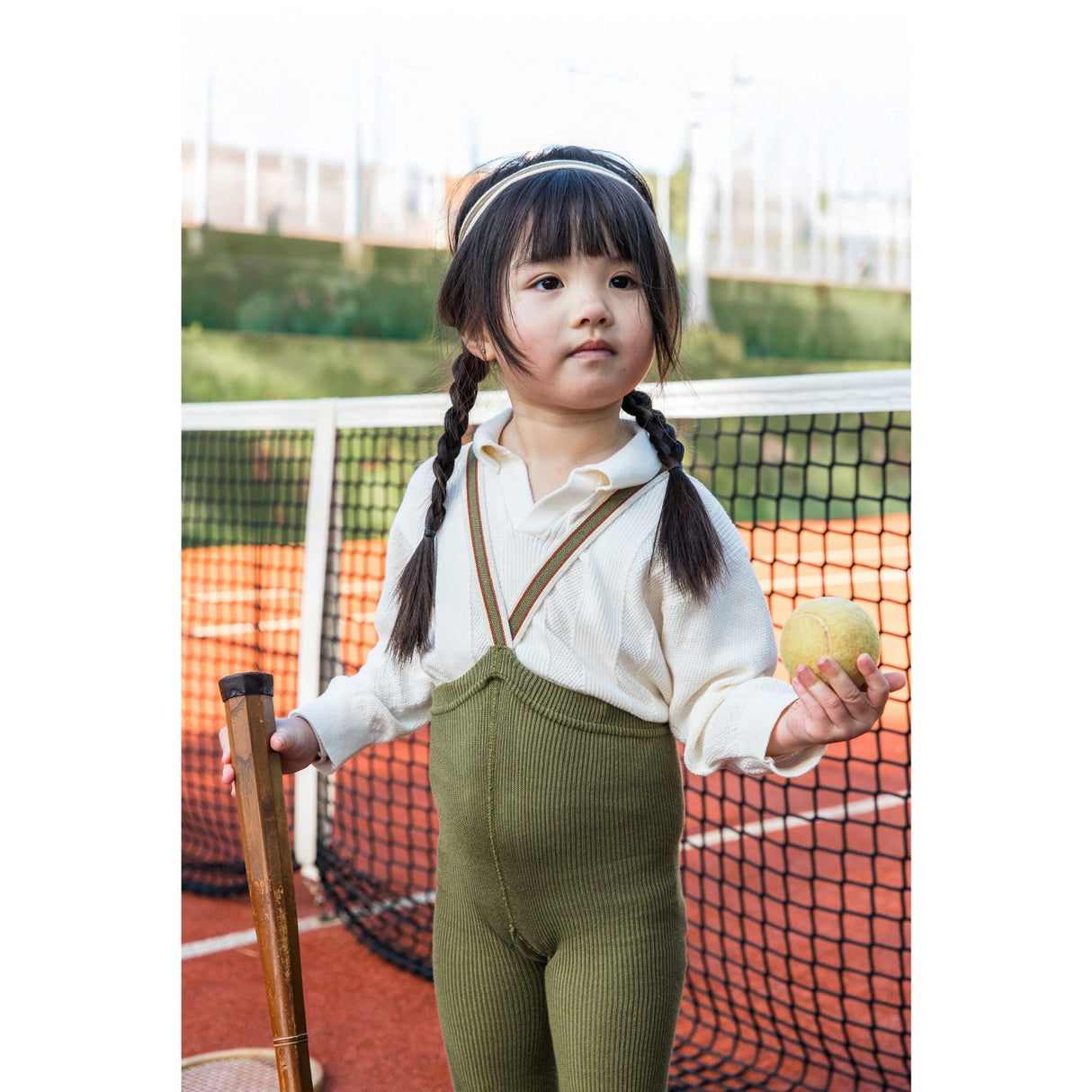 Silly Silas Olive Striped Footless Tights