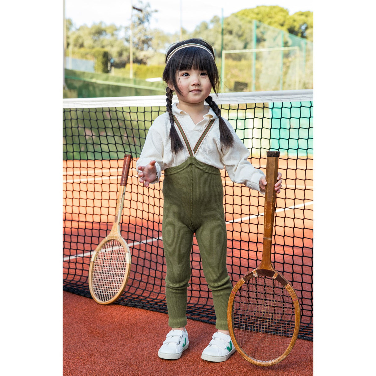 Silly Silas Olive Striped Footless Tights