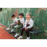 Silly Silas Oyster Grey Striped Footless Tights