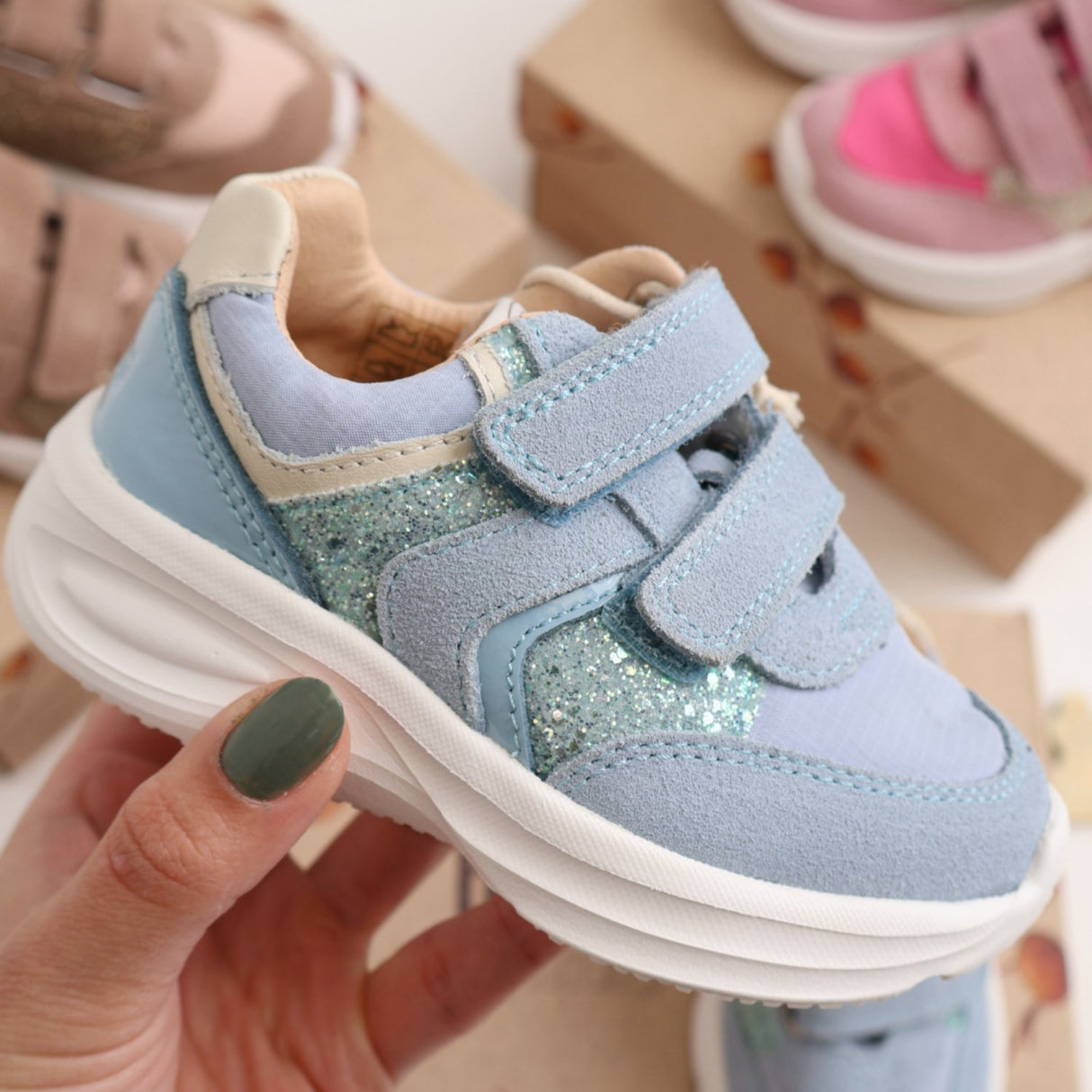 Bisgaard Sky Glitter Yuki Glitter Velcro Shoe