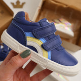 Bisgaard Deep Blue Rainbow Low Velcro Shoe