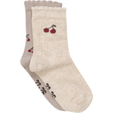 Minymo Light Taupe Socks With Lettuce Hem 2-Pack