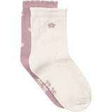 Minymo Ash Rose Socks With Lettuce Hem 2-Pack