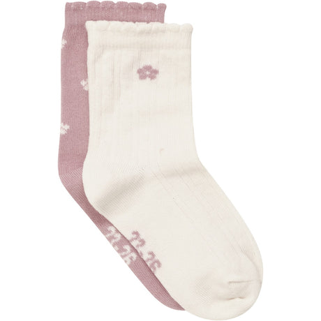 Minymo Ash Rose Socks With Lettuce Hem 2-Pack