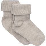 Minymo Light Taupe Baby Rib Sock With Fold 2-Pack